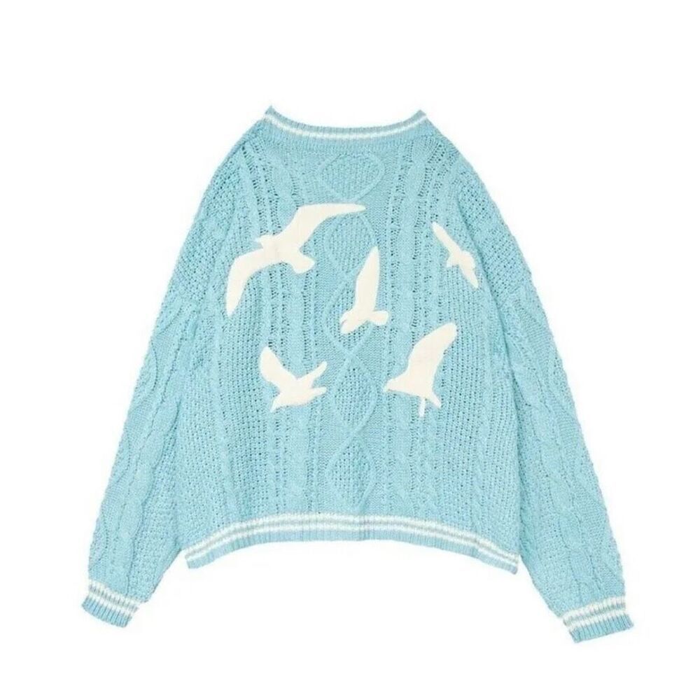 Taylor Swift Version 1989 Blue Chunky Knit Long Sleeve Cardigan Oversized XL/2XL - Picture 2 of 6